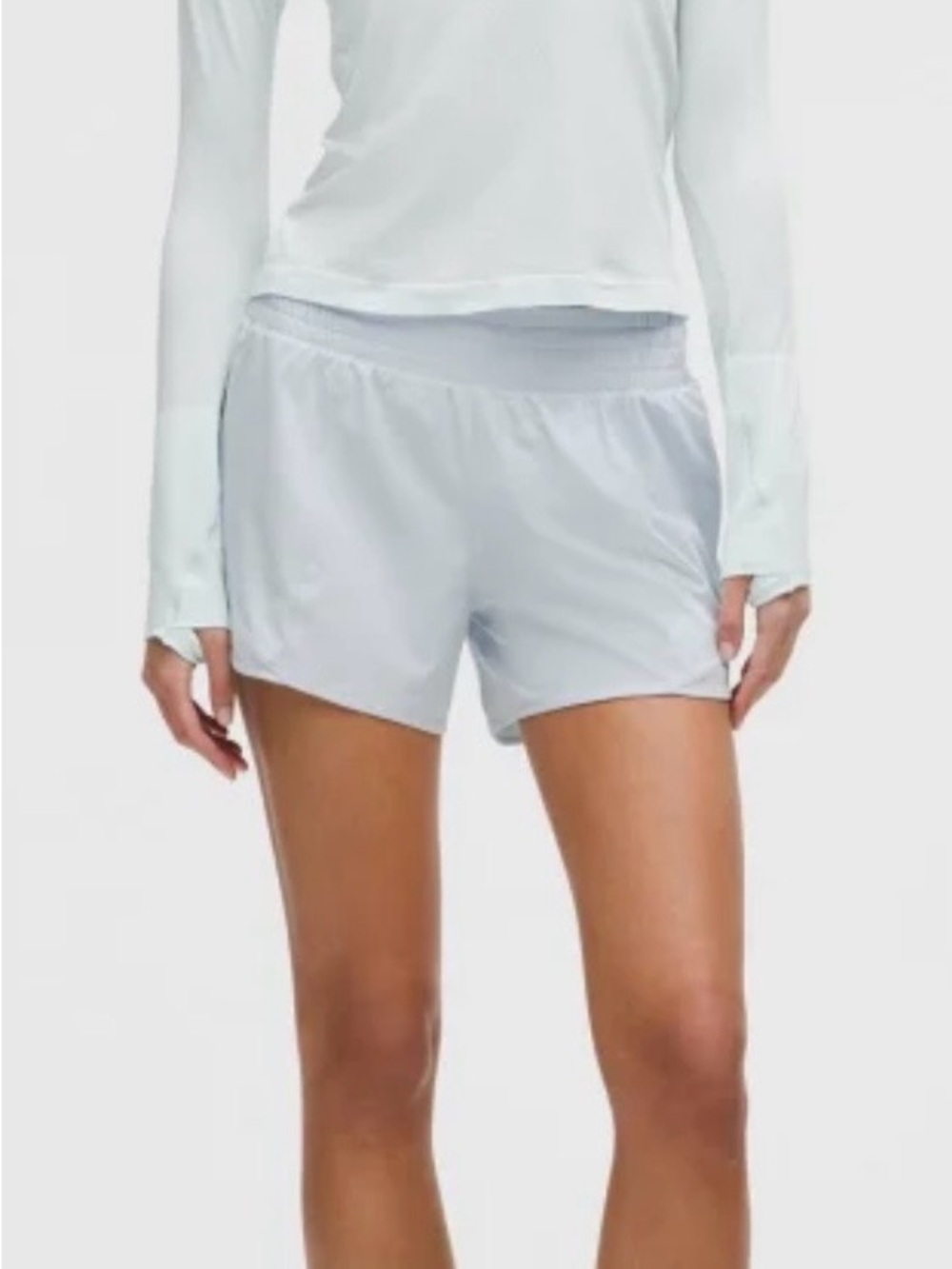 LULULEMON HOTTY HOT HR 4”Women's Athletic Lined Running Shorts. Light Gray.